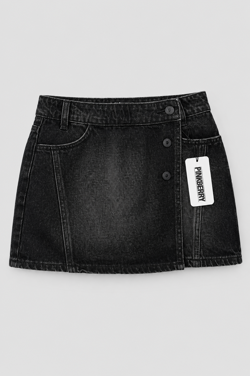 Falda Kent mini mini con tapa frente short interno - Negro
