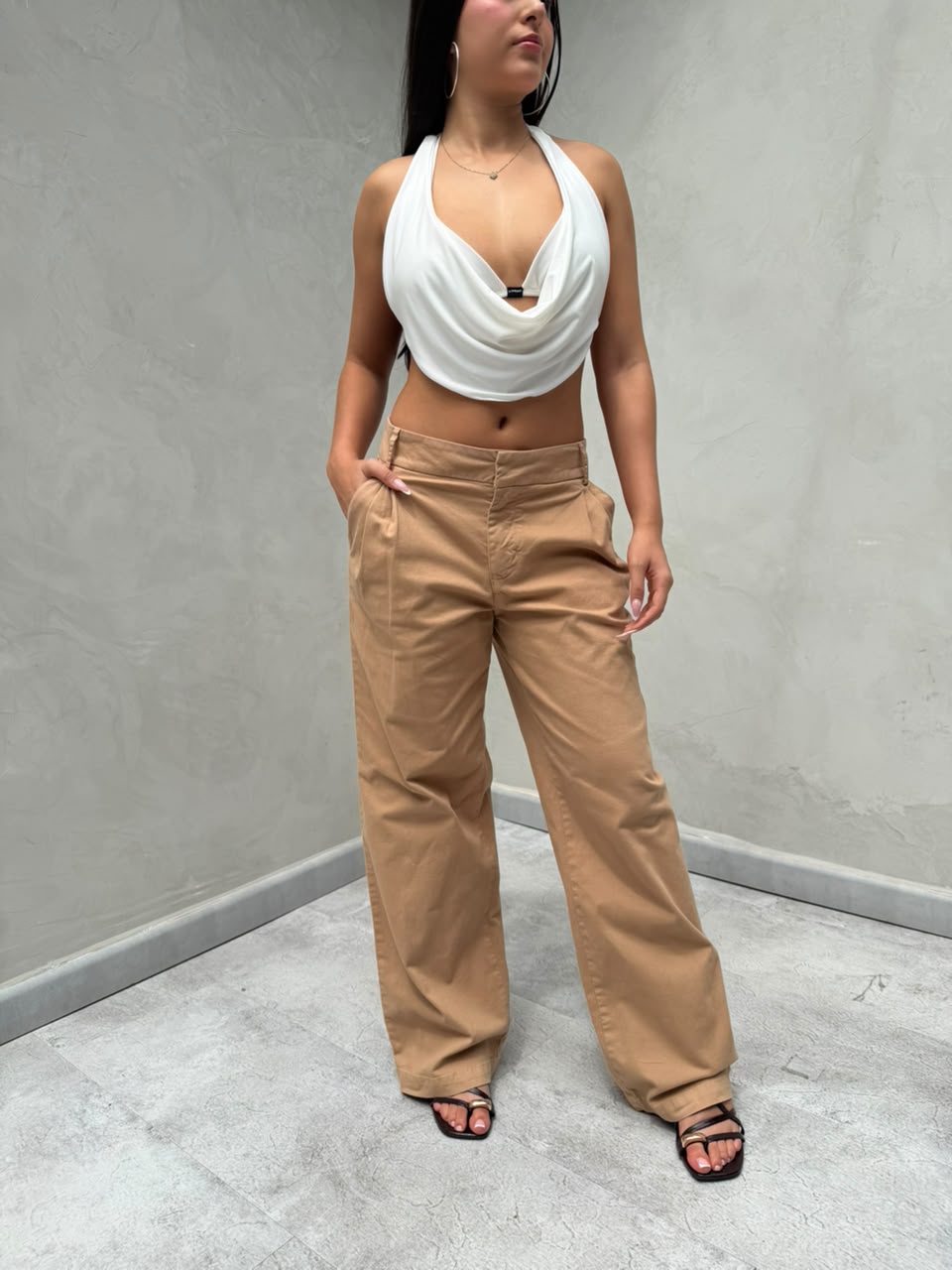 Pantalon Grettel pinzas delanteras - Camel