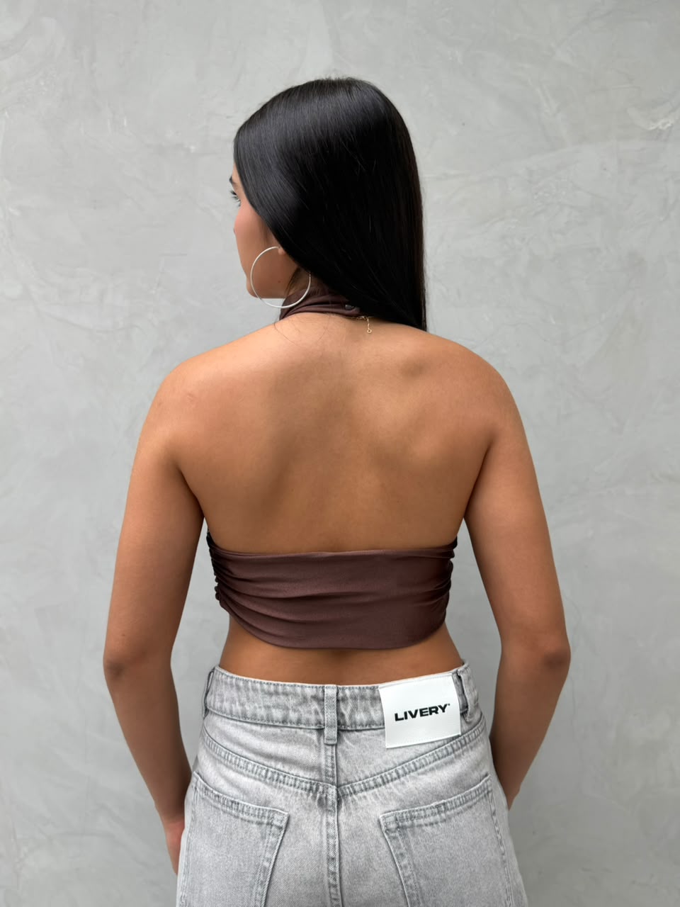 Blusa Fern cuello alter recogida corta espalda destapada - Cafe