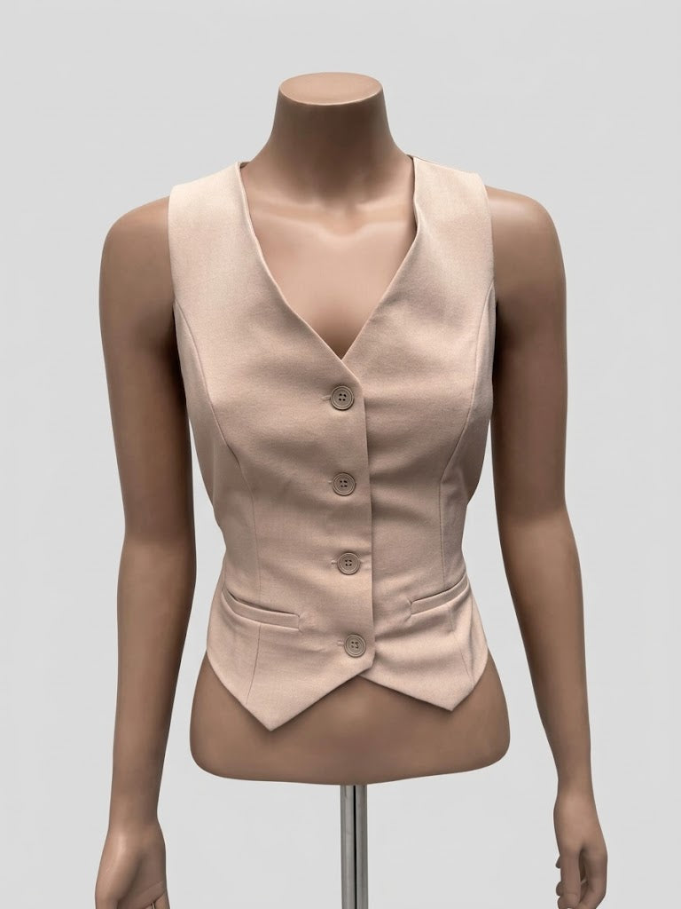 Blusa Luc chaleco escote espalda con tira gradual - camel