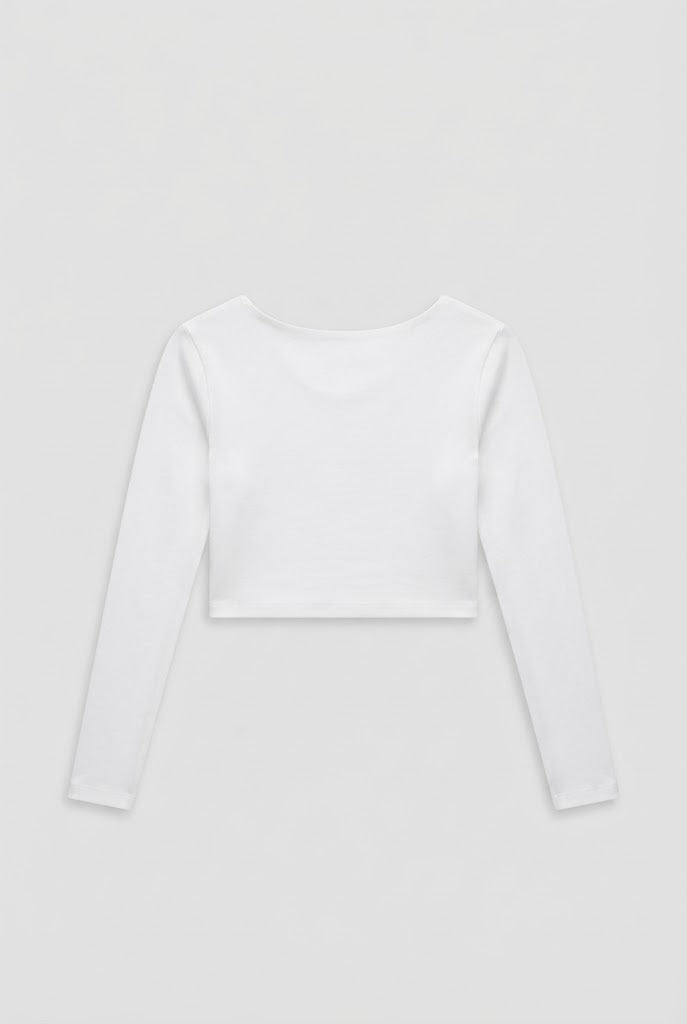 Blusa Lutin croptop elastico ml - Blanco