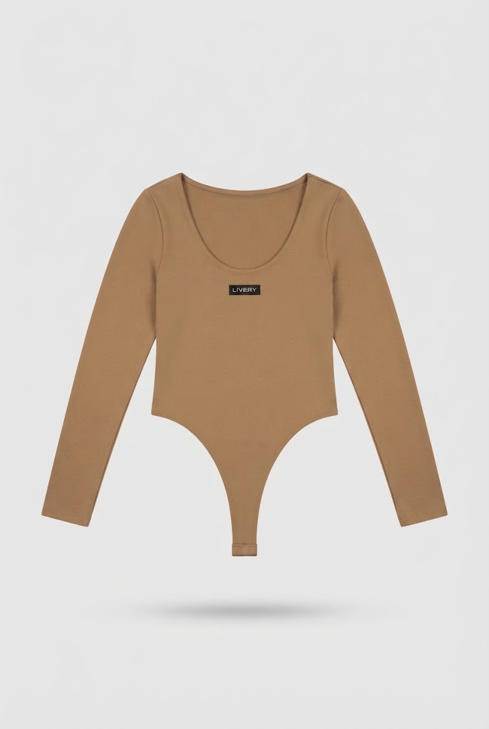 Blusa Venzor body elastico cuello redondo ml - Caqui