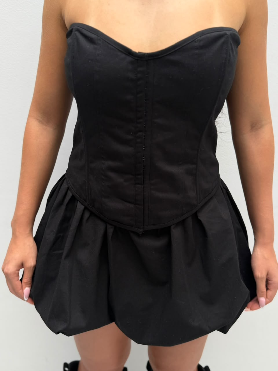 Vestido Brix Corpiño mas Falda Globo - Negro