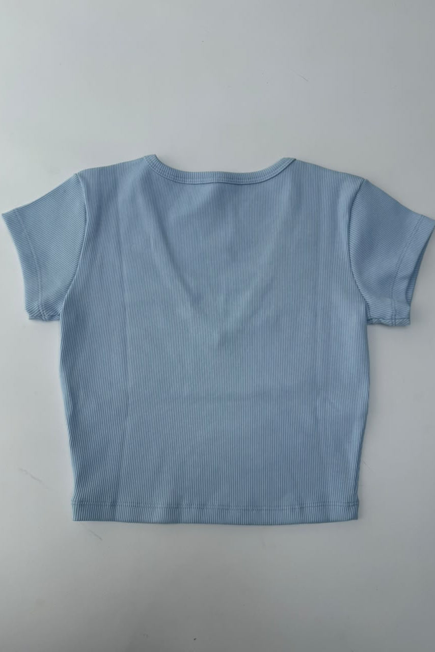 Blusa Sunny basica croptop cuello v profundo - Azul