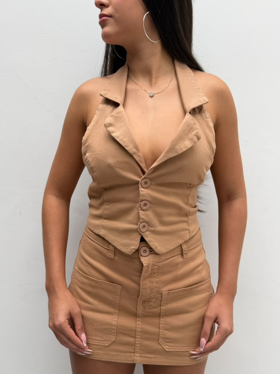 Blusa Hanzel chaleco forrado - Camel