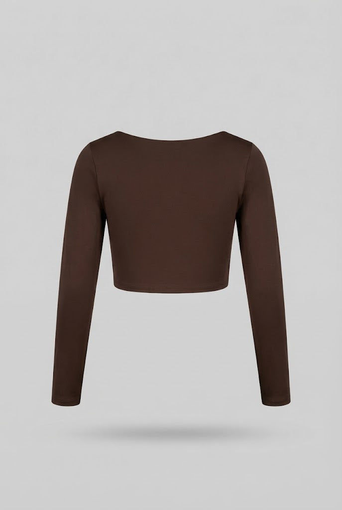 Blusa Lutin croptop elastico ml - Camel