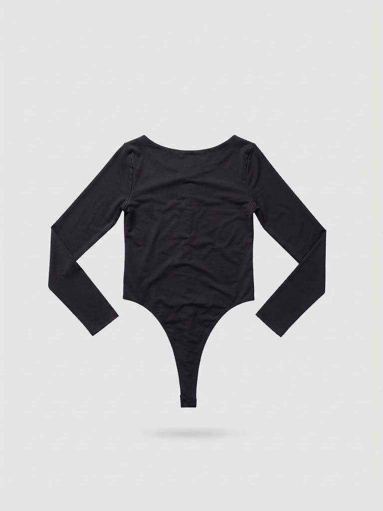 Blusa Venzor body elastico cuello redondo ml - Negro