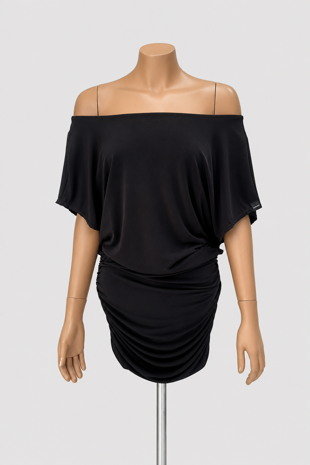Vestido Thea bluson mc con falda recogida pegada - Negro