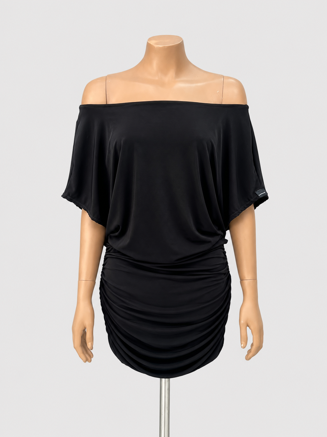 Vestido Thea bluson mc con falda recogida pegada - Negro