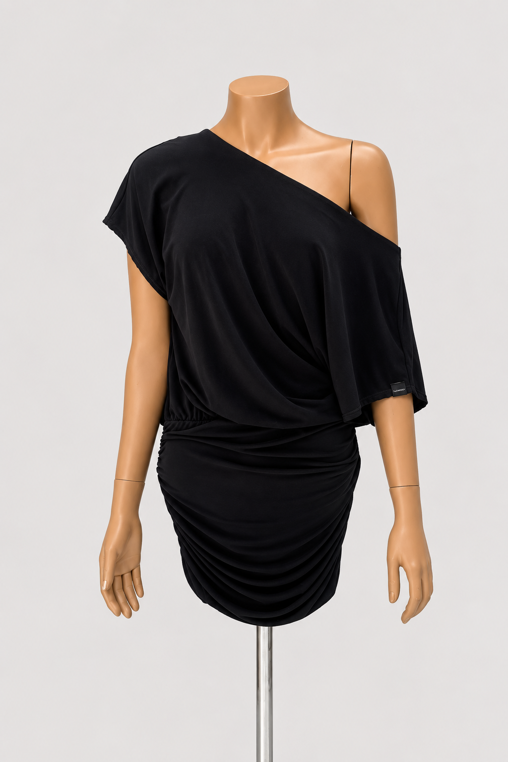 Vestido Thea bluson mc con falda recogida pegada - Negro