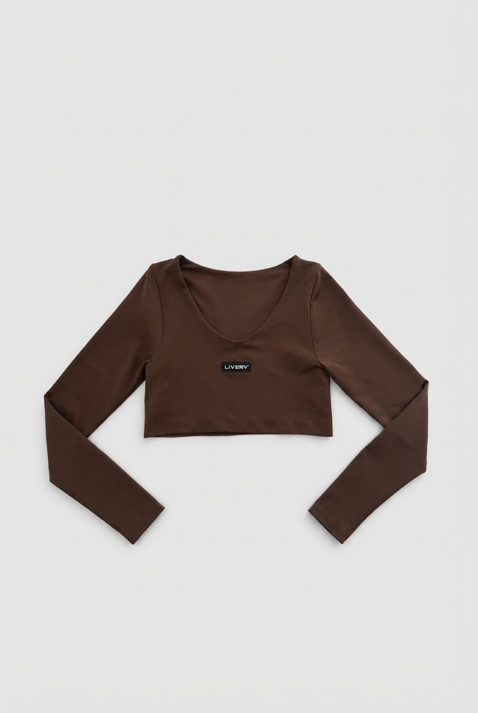 Blusa Lutin croptop elastico ml - Camel