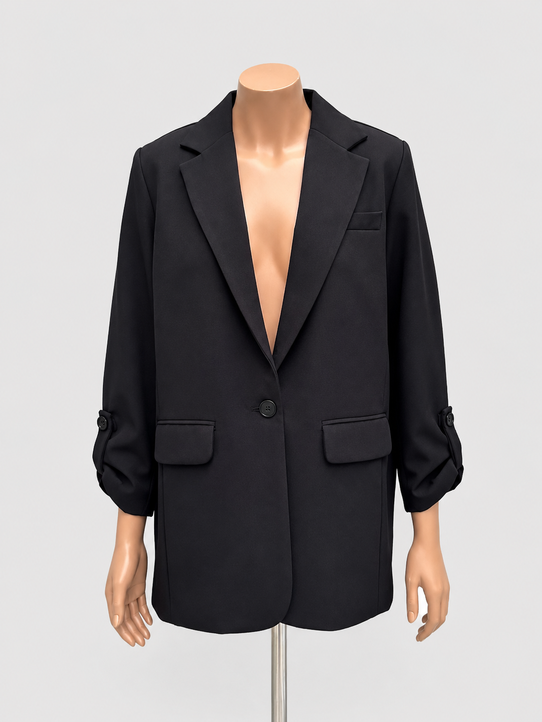 Chaqueta Laurence blaizer manga recogida con bolsillo tapas al frente - Negro