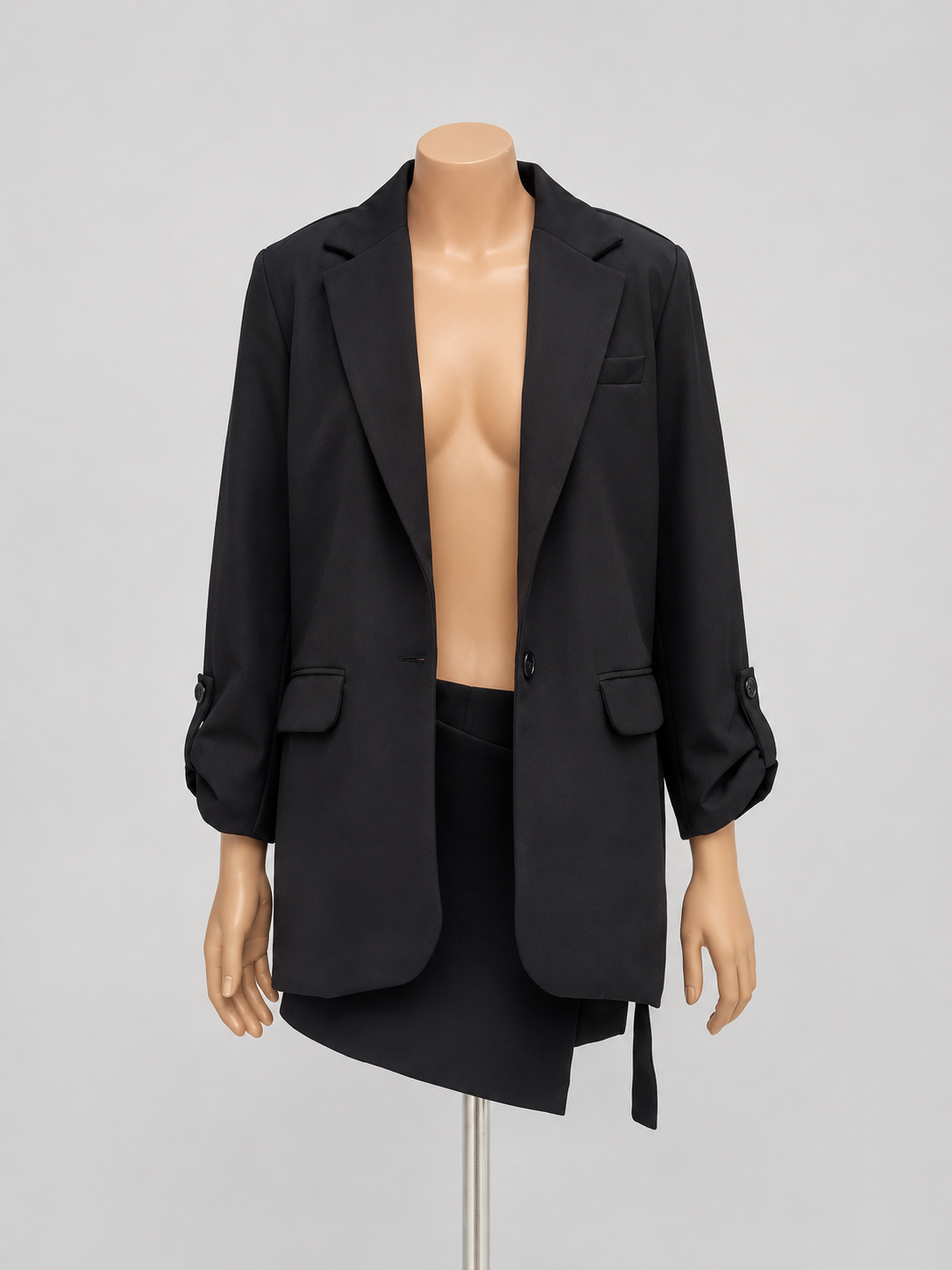 Chaqueta Laurence blaizer manga recogida con bolsillo tapas al frente - Negro