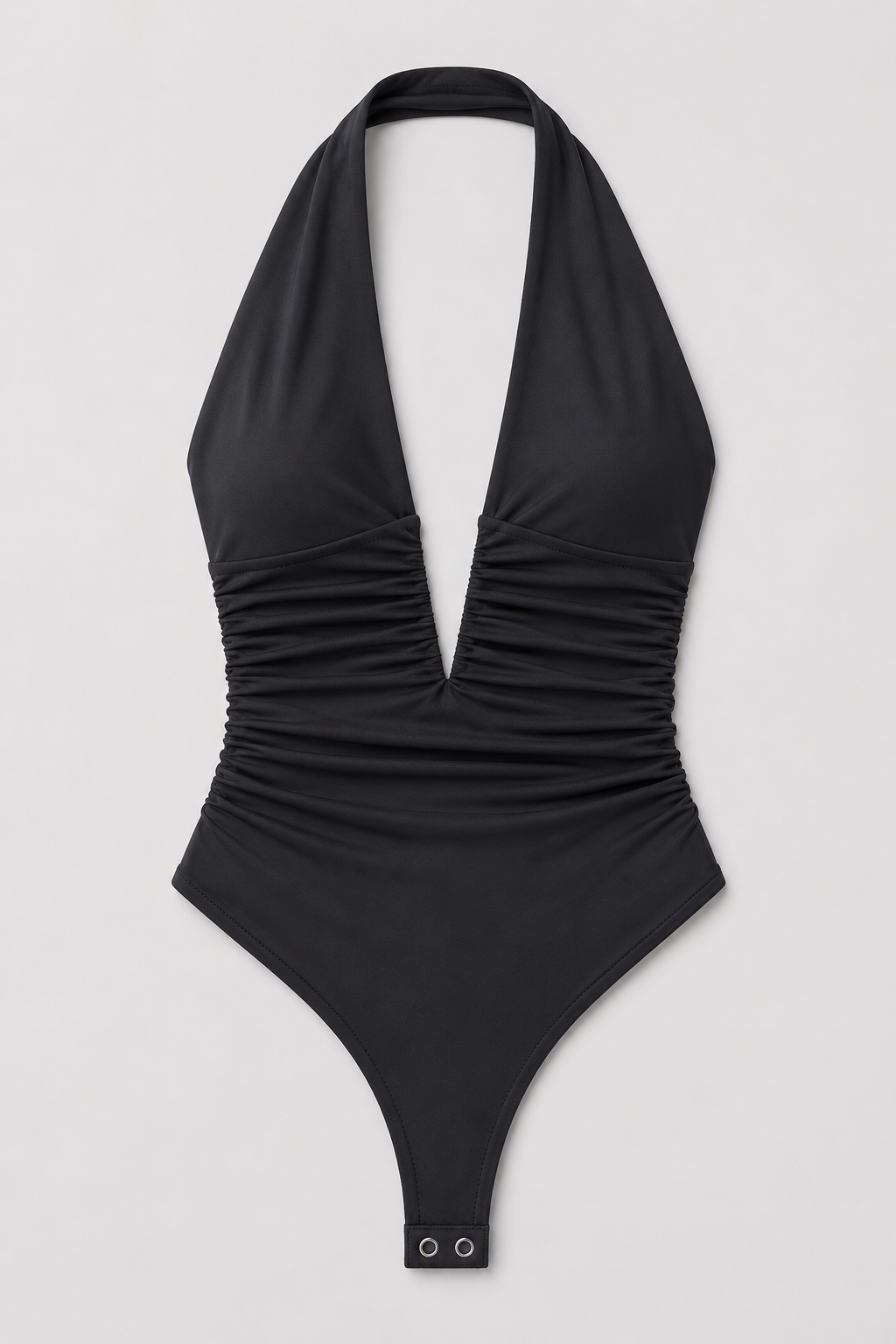 Blusa Bellamy body escote profundo herraje v de amarre en cuello - negro
