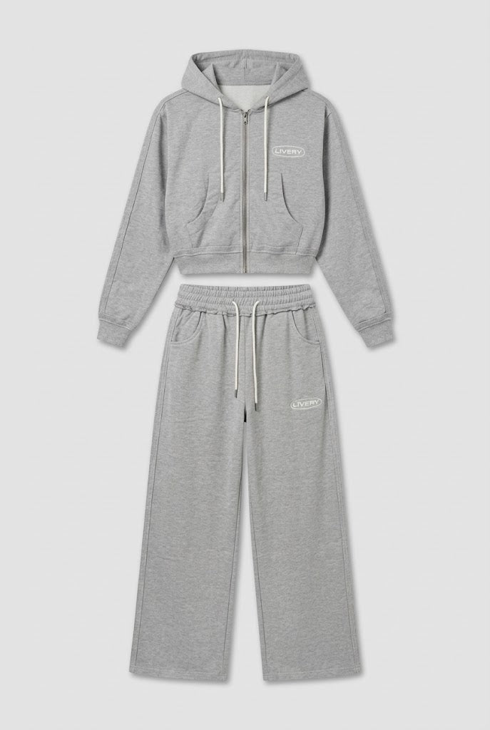 Conjunto Lex chompa con cierre + sudadera borde doble - Gris