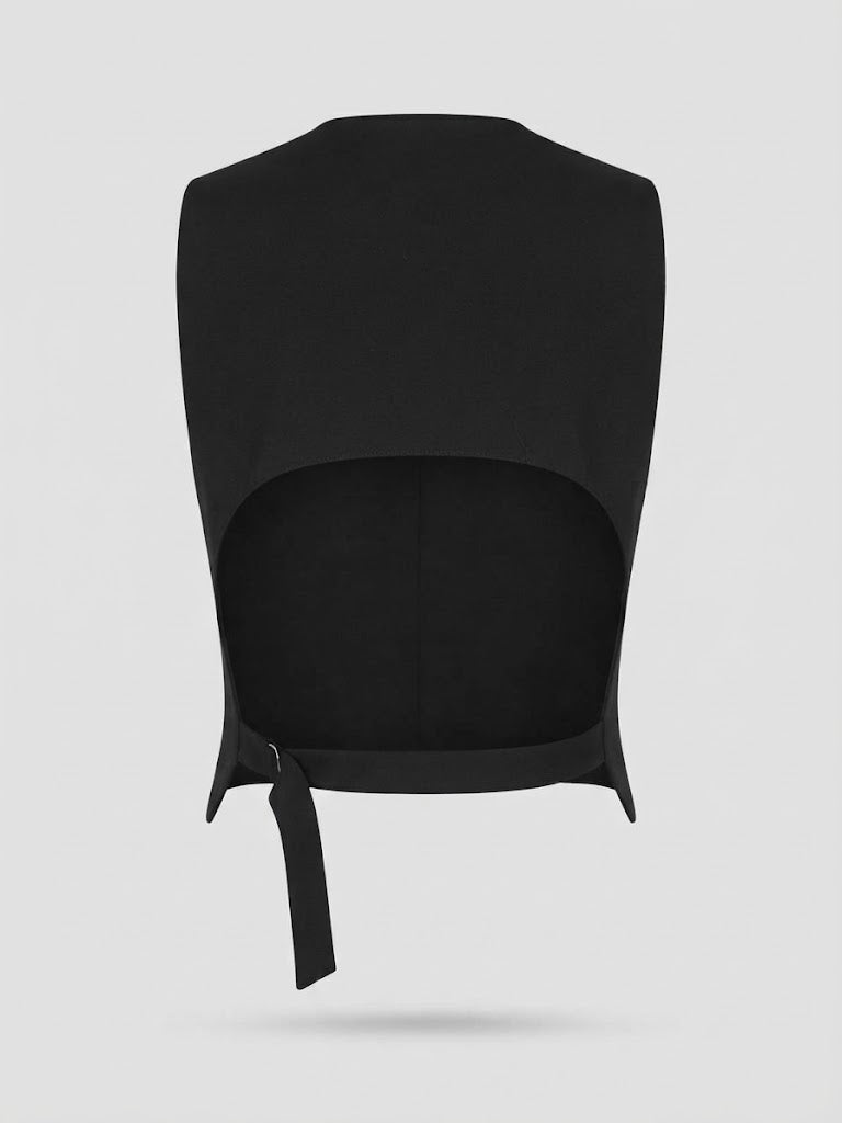 Blusa Luc chaleco escote espalda con tira gradual - Negro