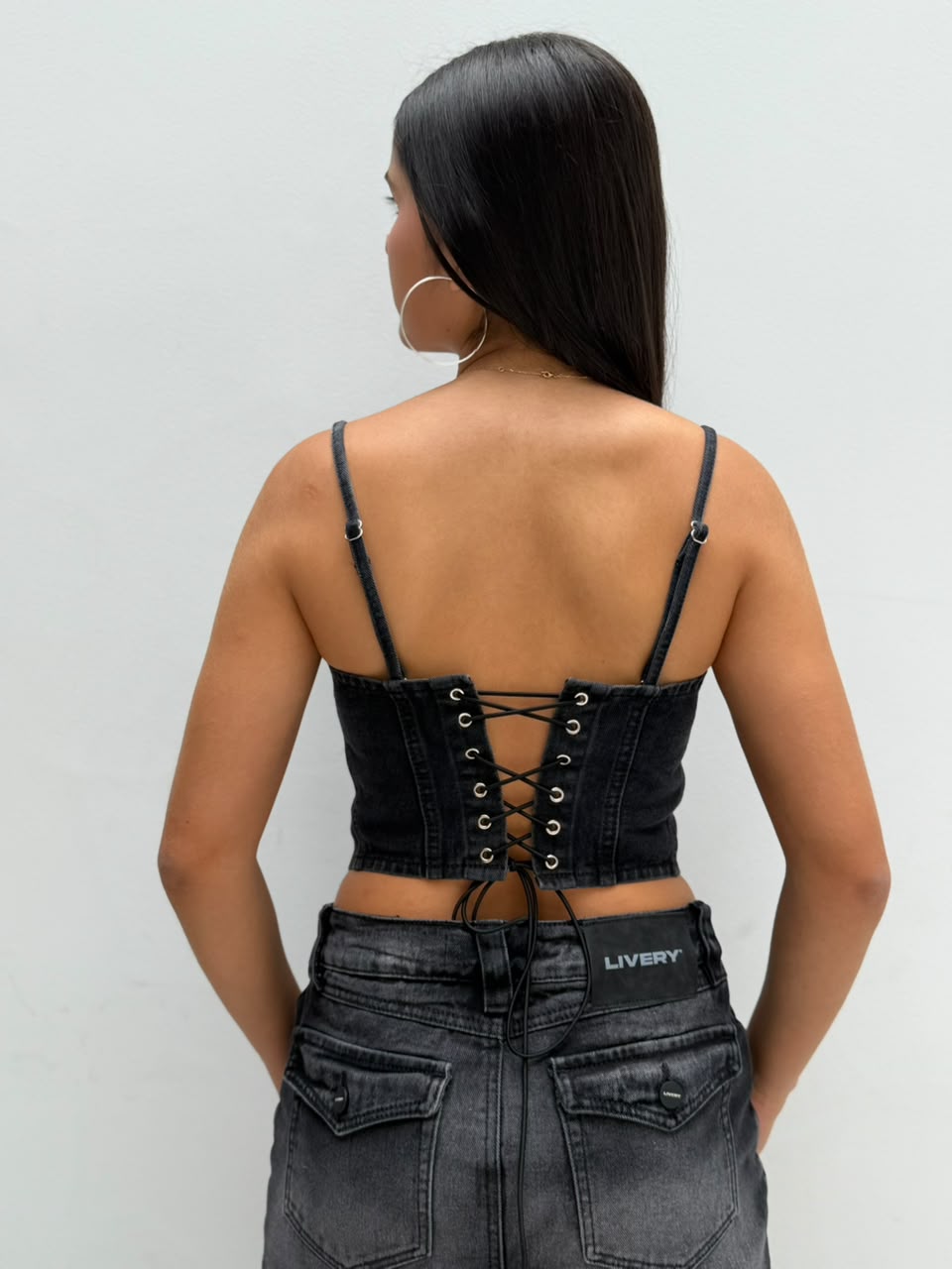 Blusa corset Milan - Negro humo