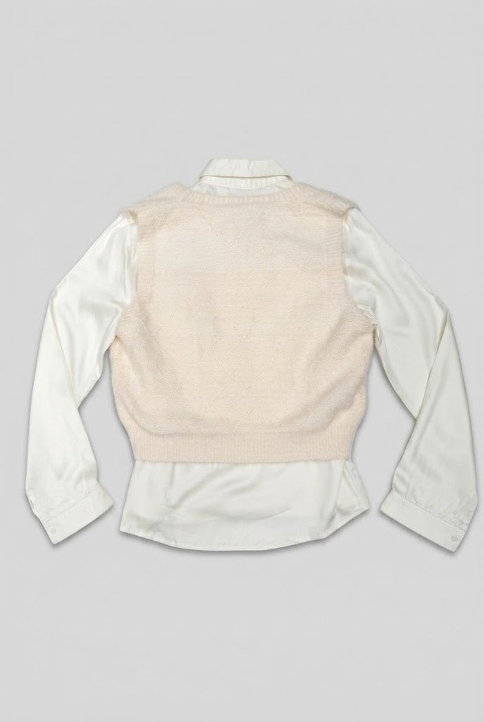 Blusa Lynell camisera oversize + chaleco tejido