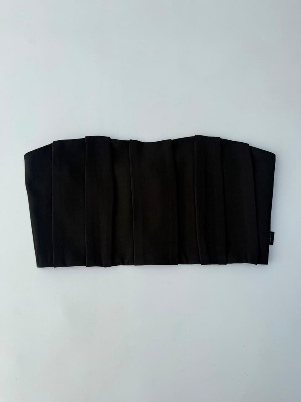 Blusa Talet straple crop pliegues varilla - Negro