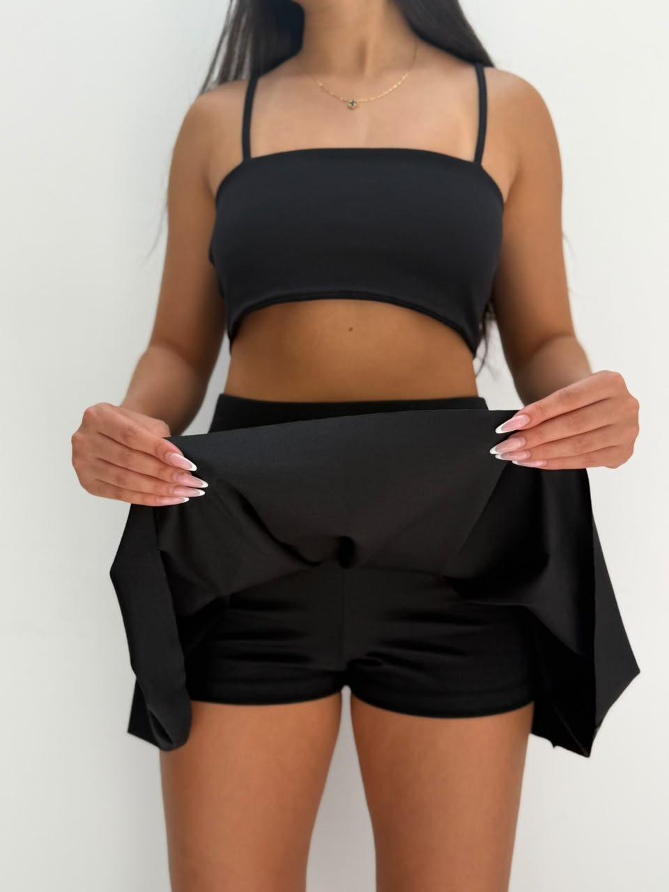 Falda short tablas new york - Negro