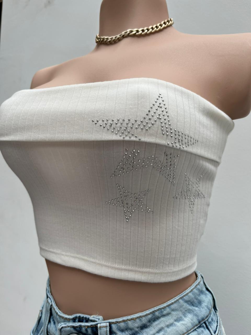 Blusa Lía Stars straple - Marfil