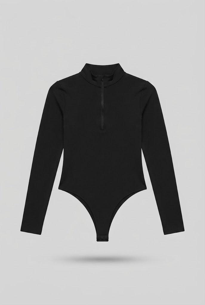 Blusa Kela body elastico cierre en cuello - Negro