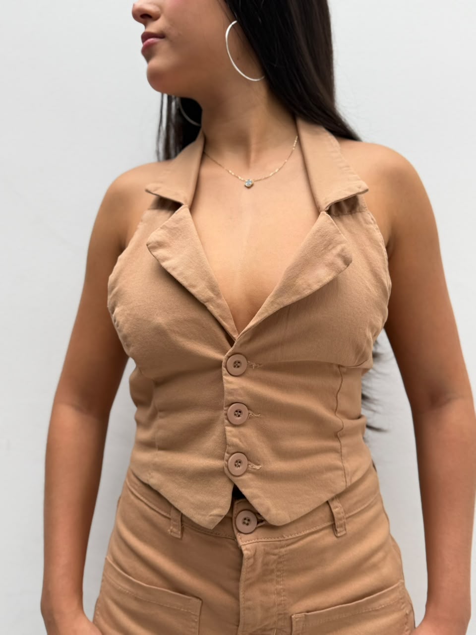 Blusa Hanzel chaleco forrado - Camel