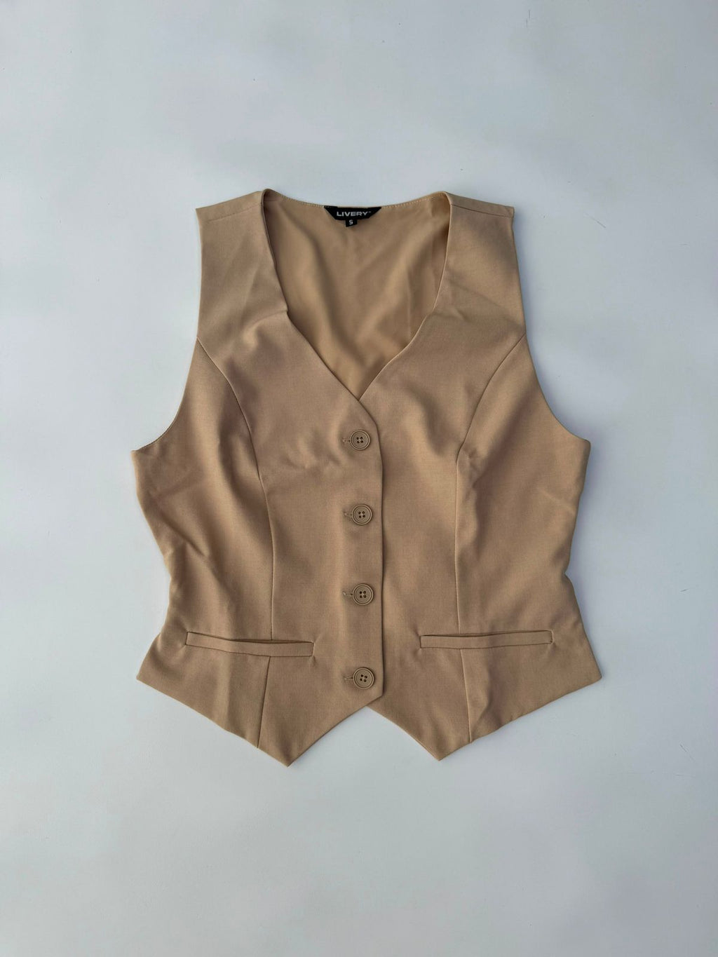 Blusa Luc chaleco escote espalda con tira gradual - camel