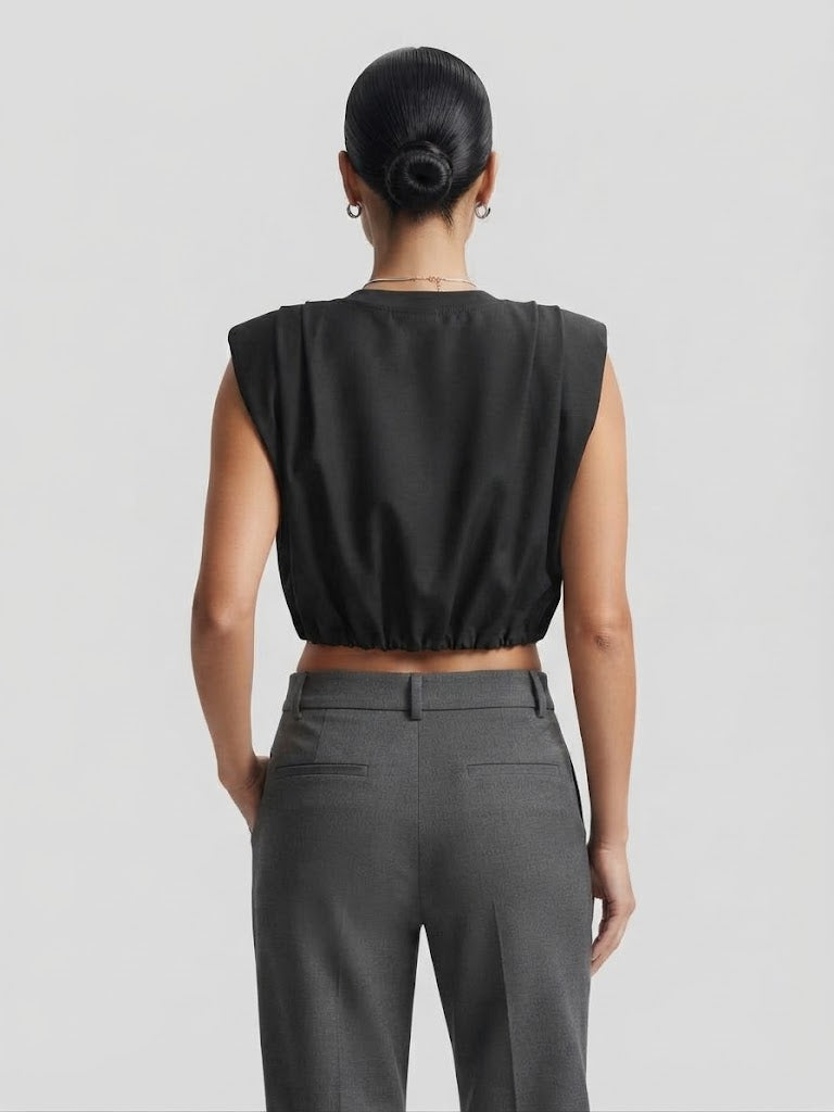 Blusa Cypress muscleteen englobada corta sisa - Negro