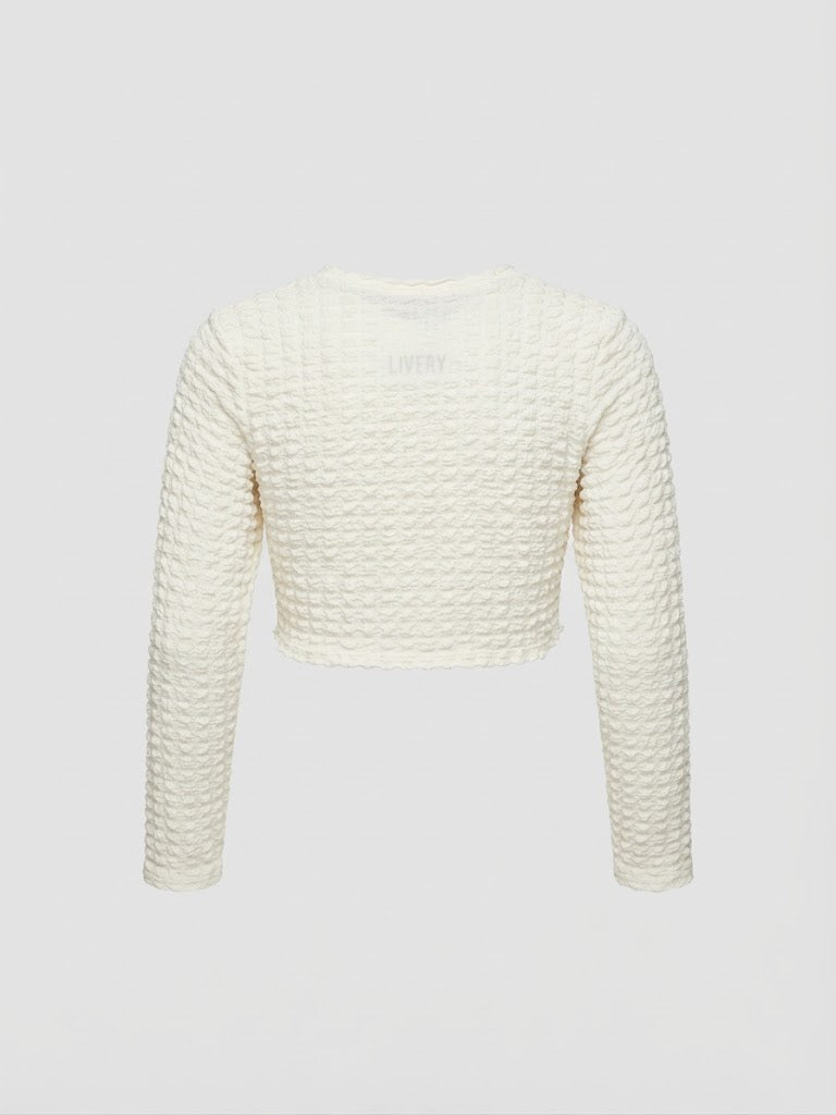 Blusa Kate textura 3d ml - Marfil
