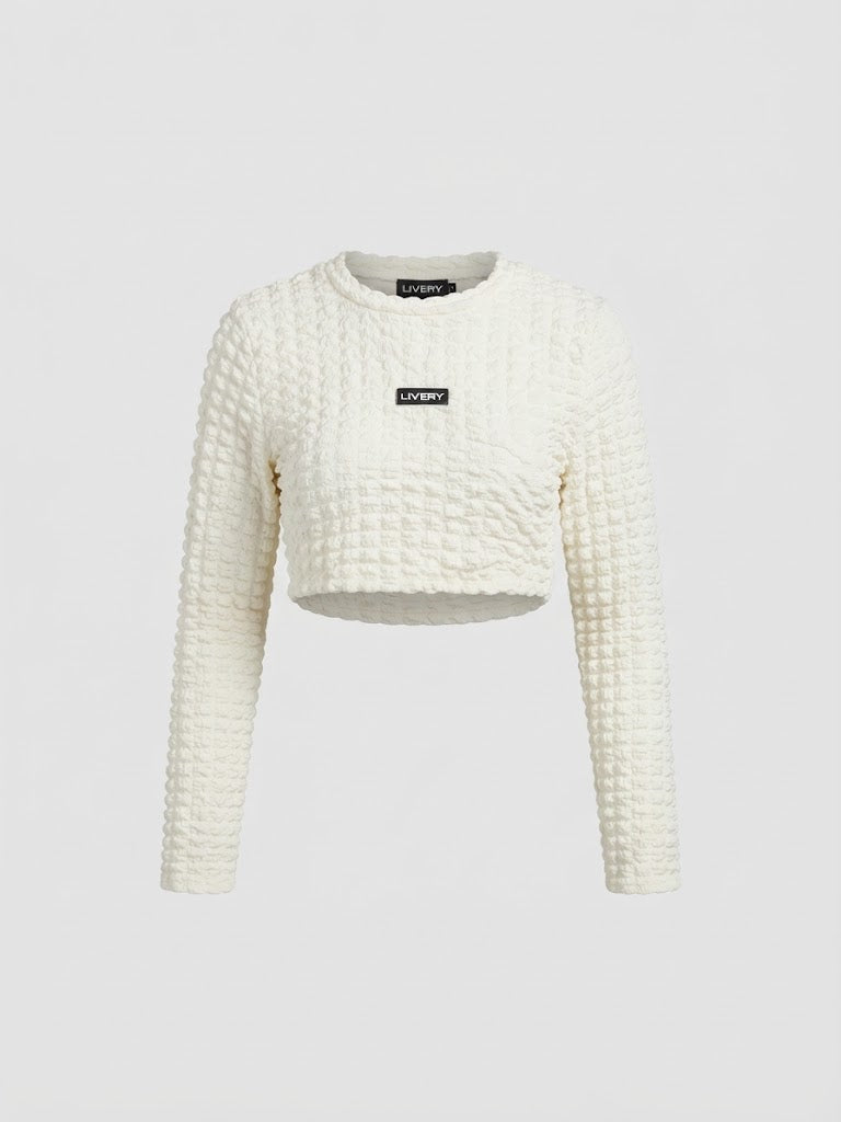 Blusa Kate textura 3d ml - Marfil