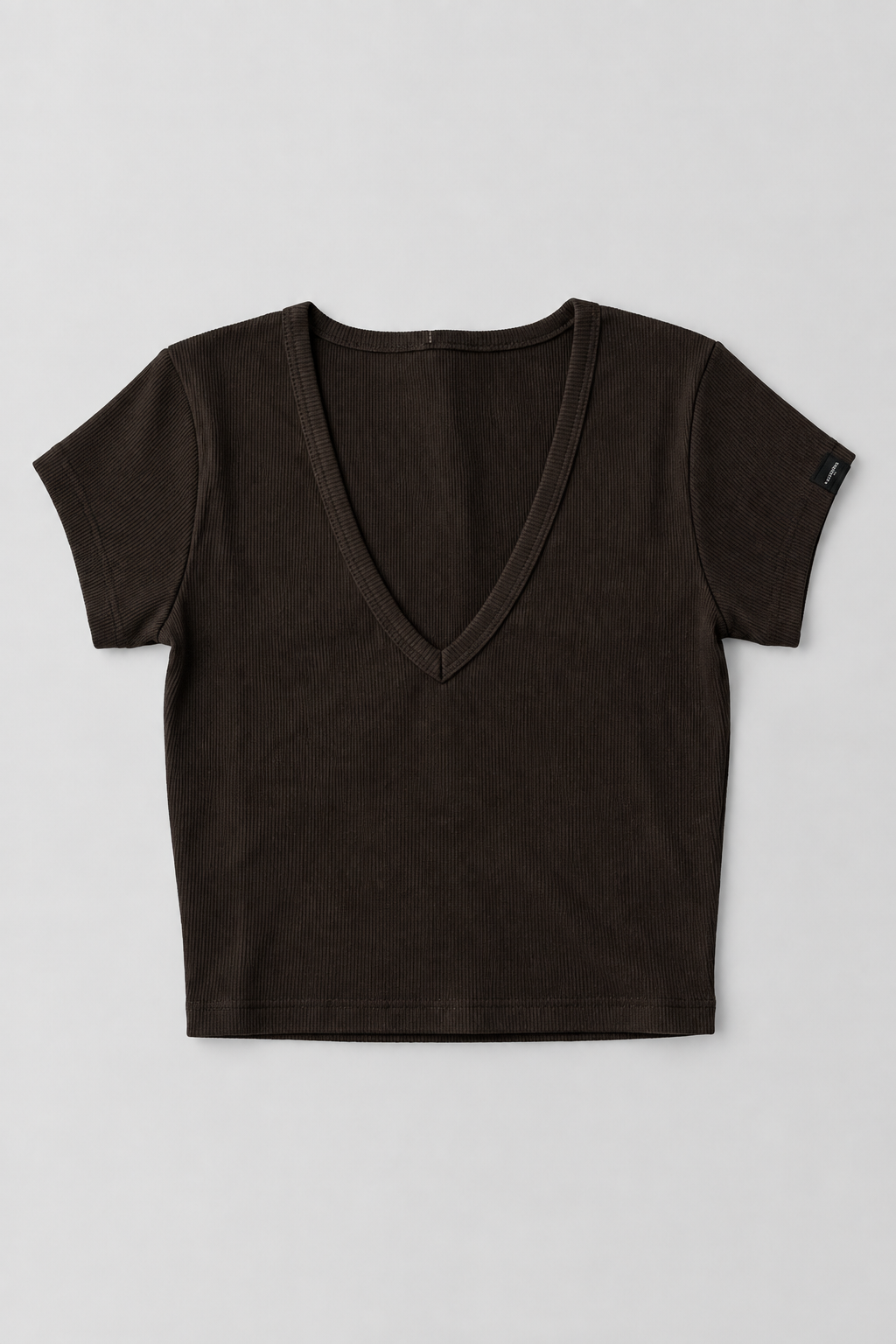 Blusa Sunny basica croptop cuello v profundo - Cafe