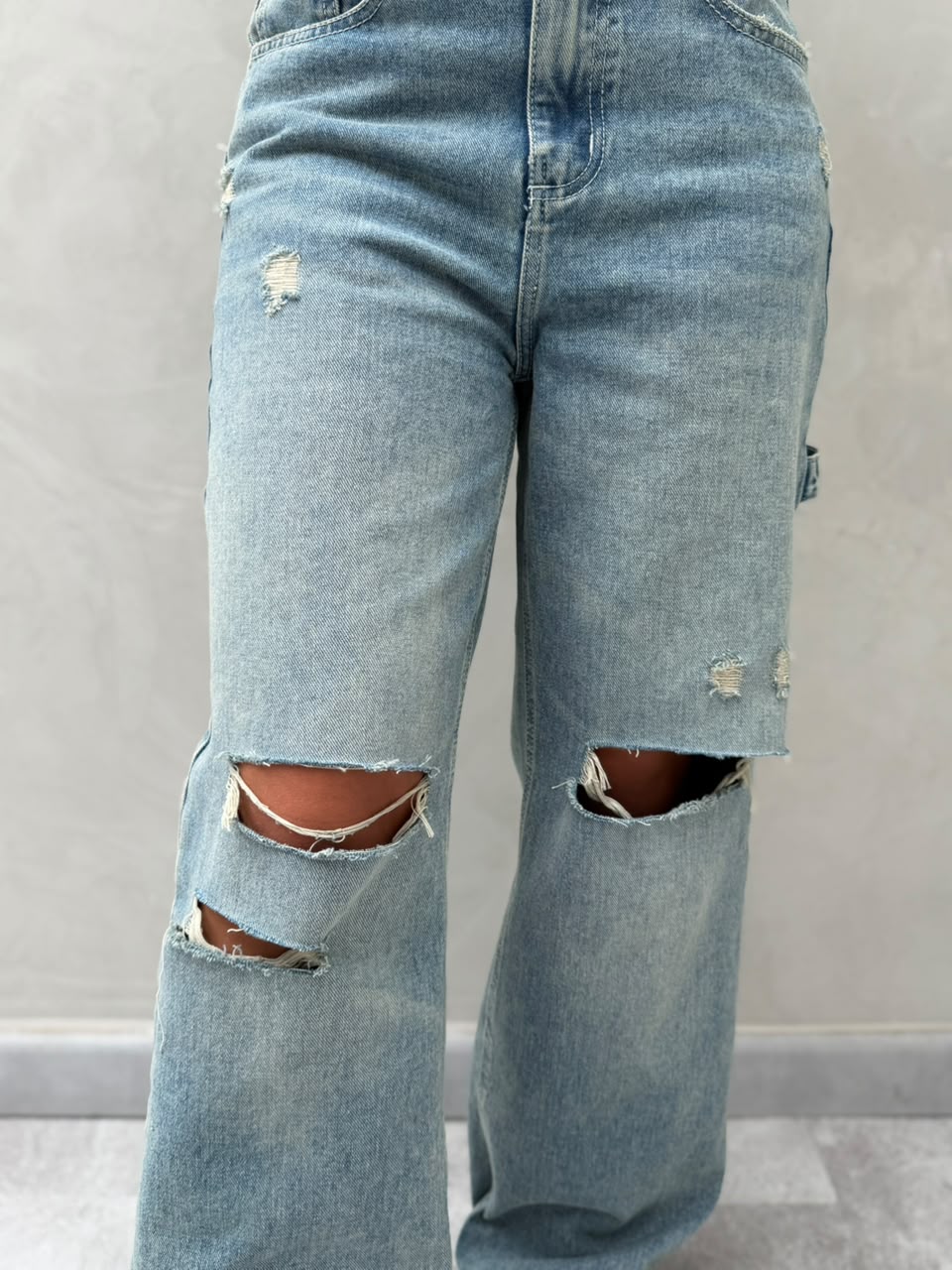Jean Brooklyn L57 roto dos rodilla  - Azul hielo