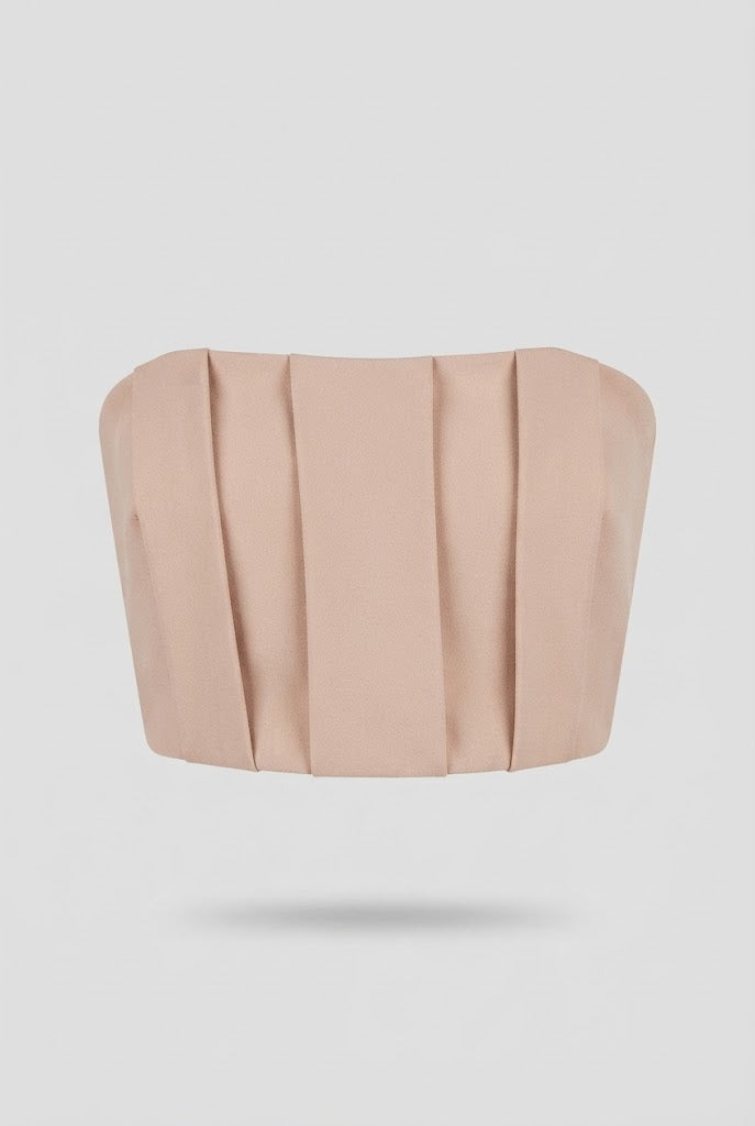 Blusa Talet straple crop pliegues varilla - Cafe