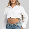 Camisera corta ml bolsillos - Blanca