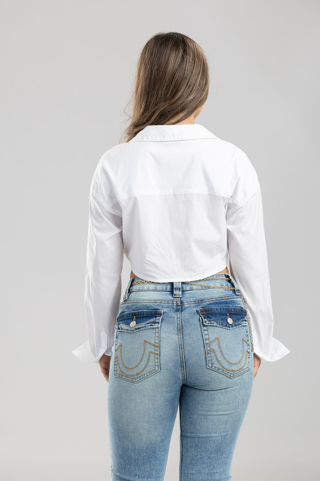 Camisera corta ml bolsillos - Blanca