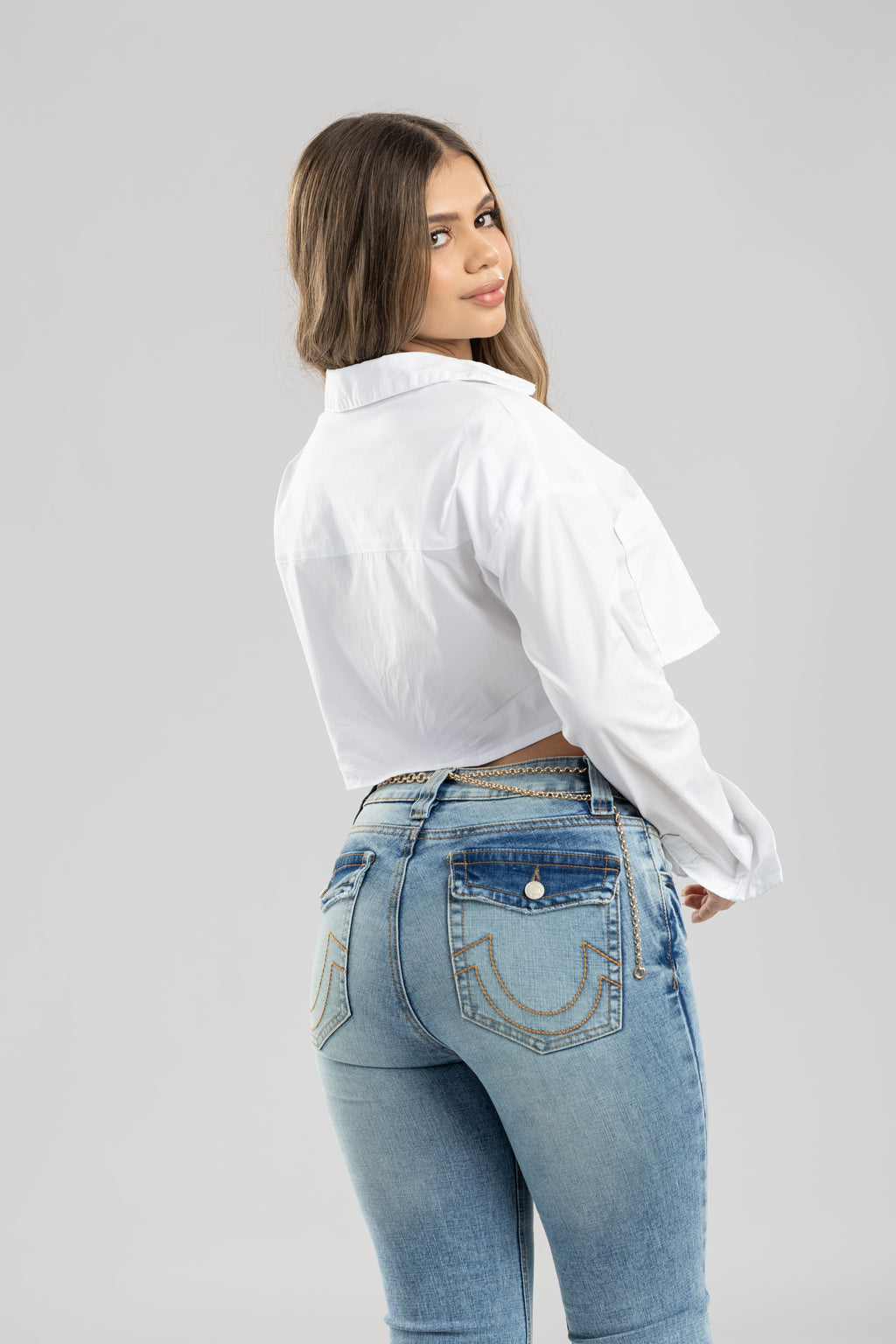 Camisera corta ml bolsillos - Blanca