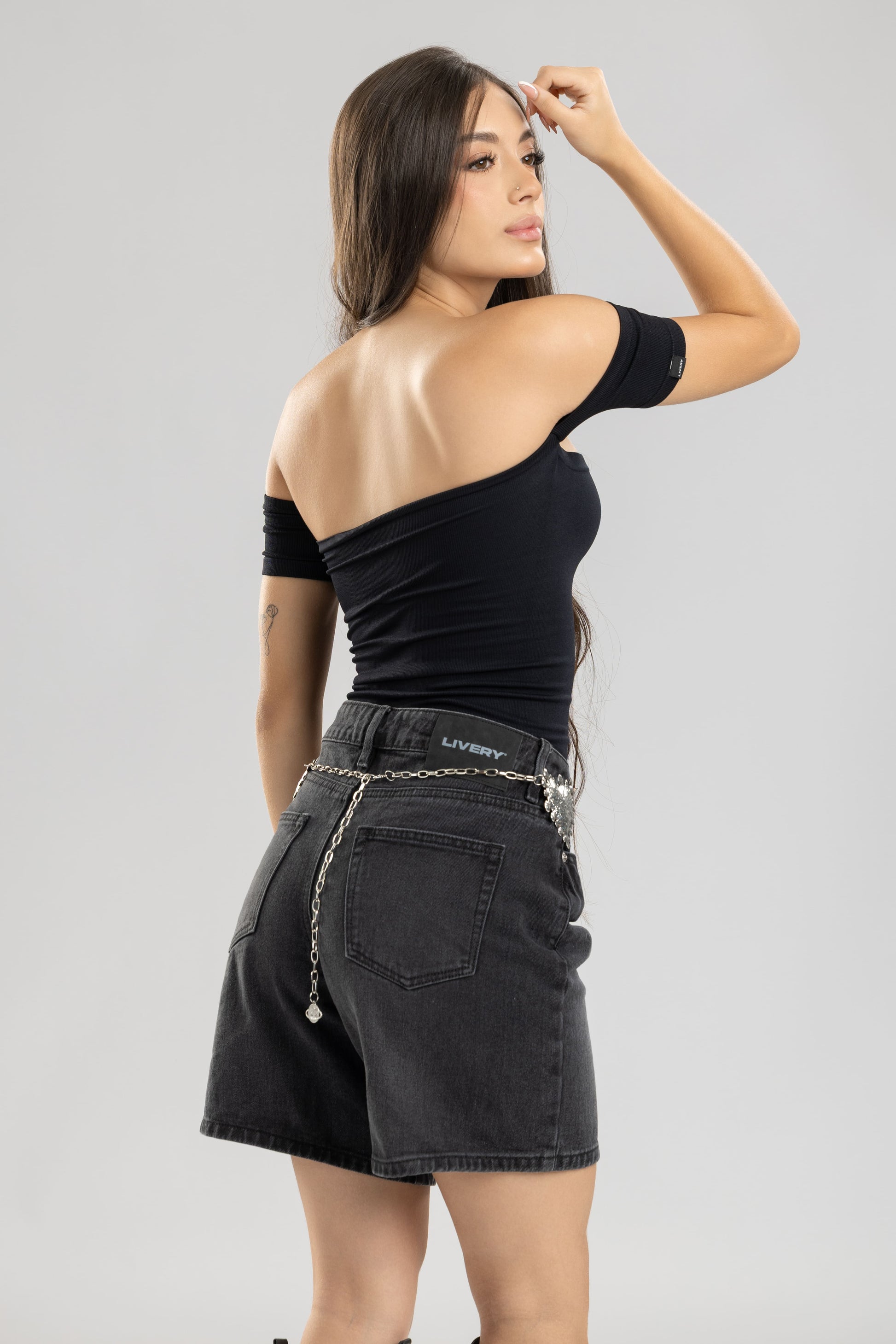 Short lark bermuda denim - Negro humo