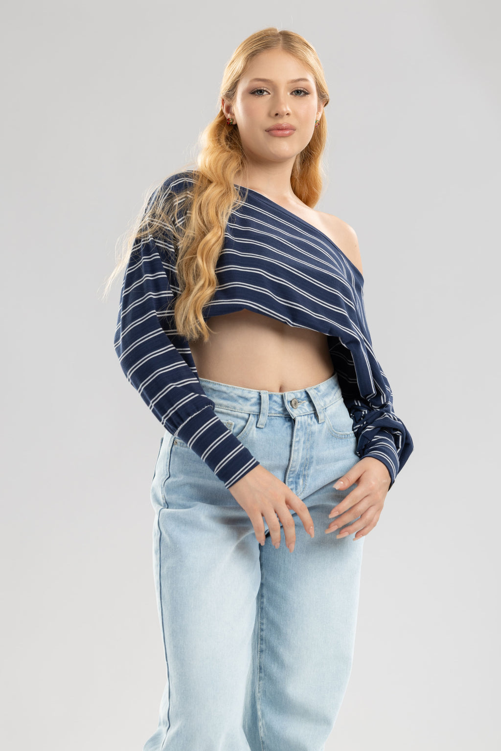 Blusa fresia bluson caido - Azul