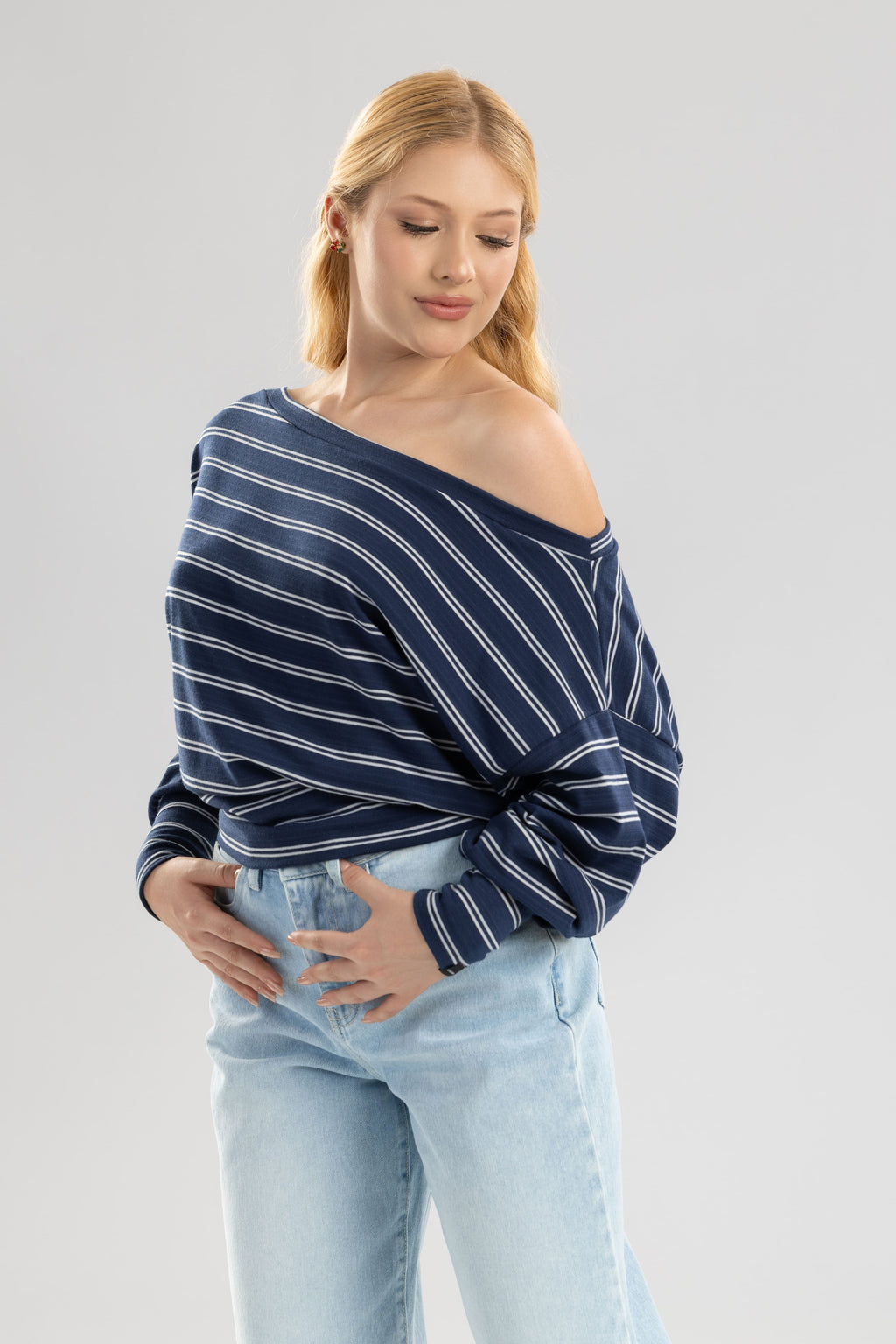 Blusa fresia bluson caido - Azul