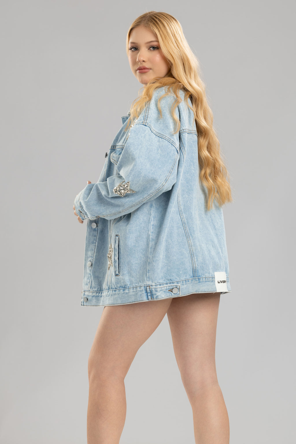 Chaqueta denim estrellas brillos