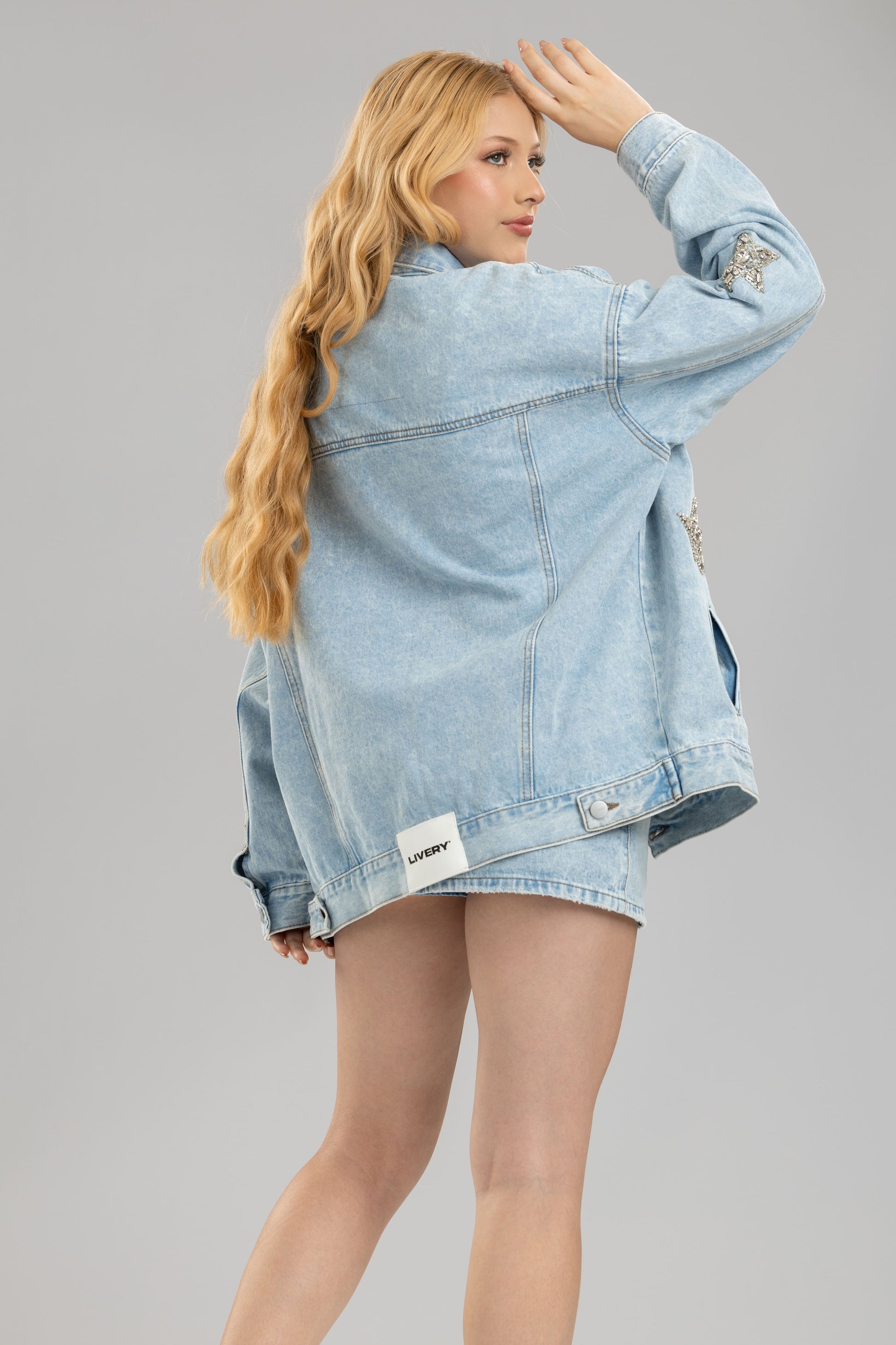 Chaqueta denim estrellas brillos