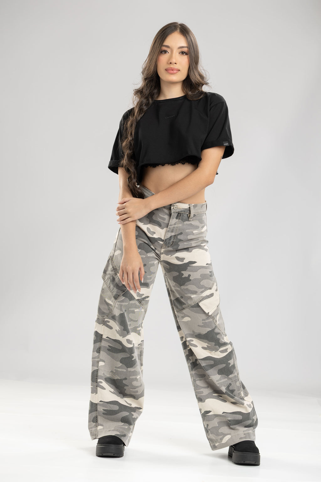 Blusa berkley minishirt con top blonda - Negro