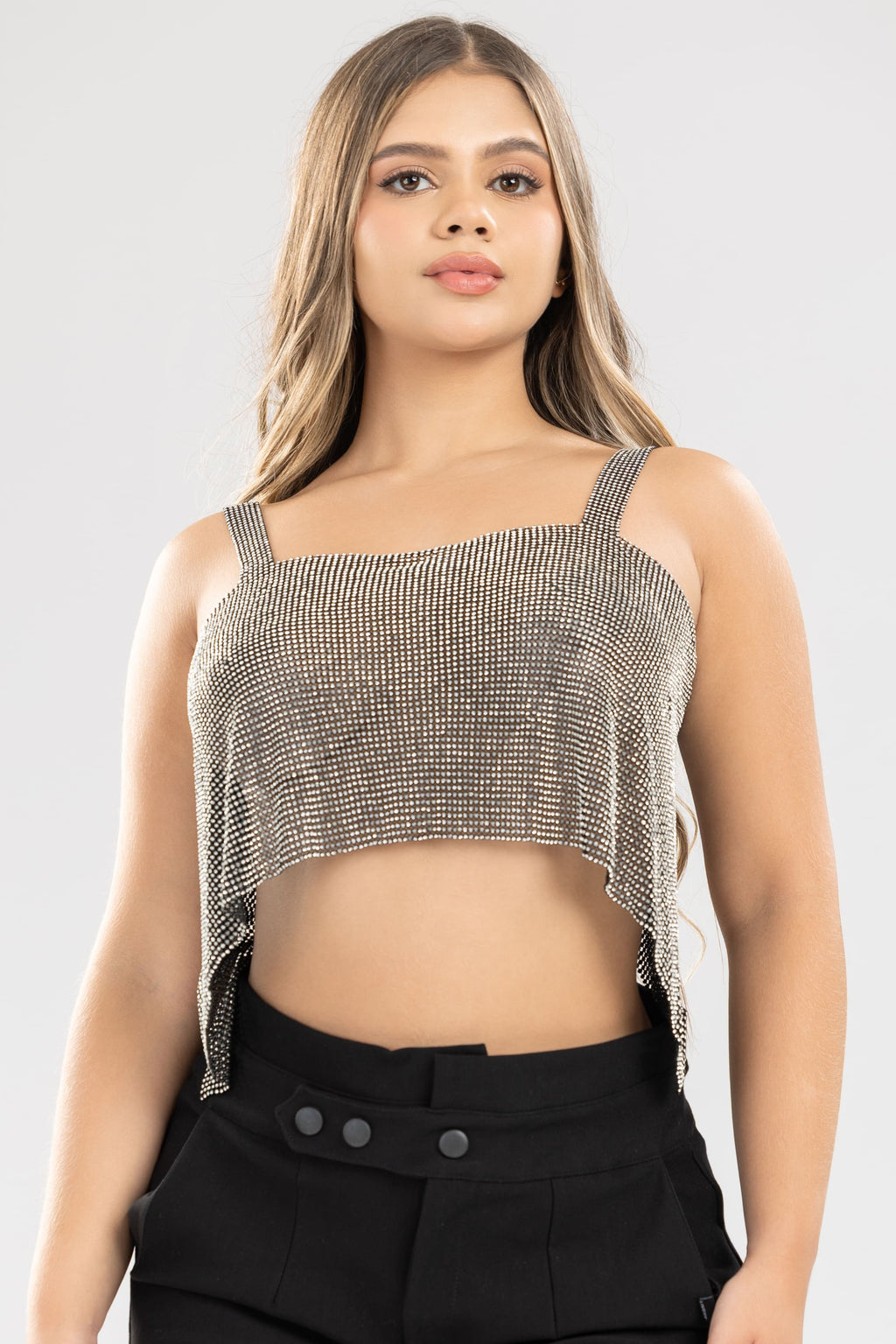 Blusa luxury murano broche espalda - Negro