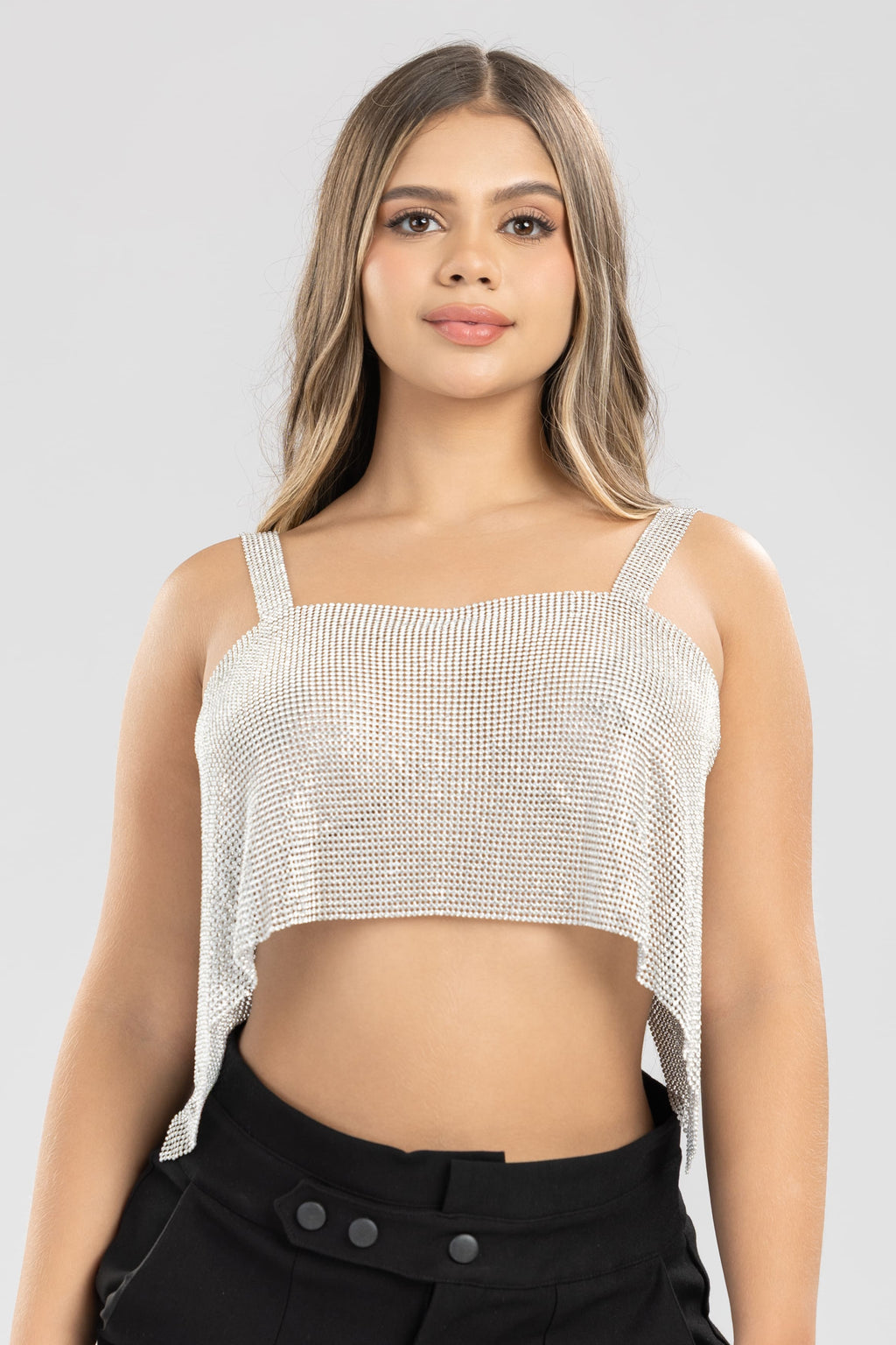 Blusa luxury murano broche espalda - Plateado