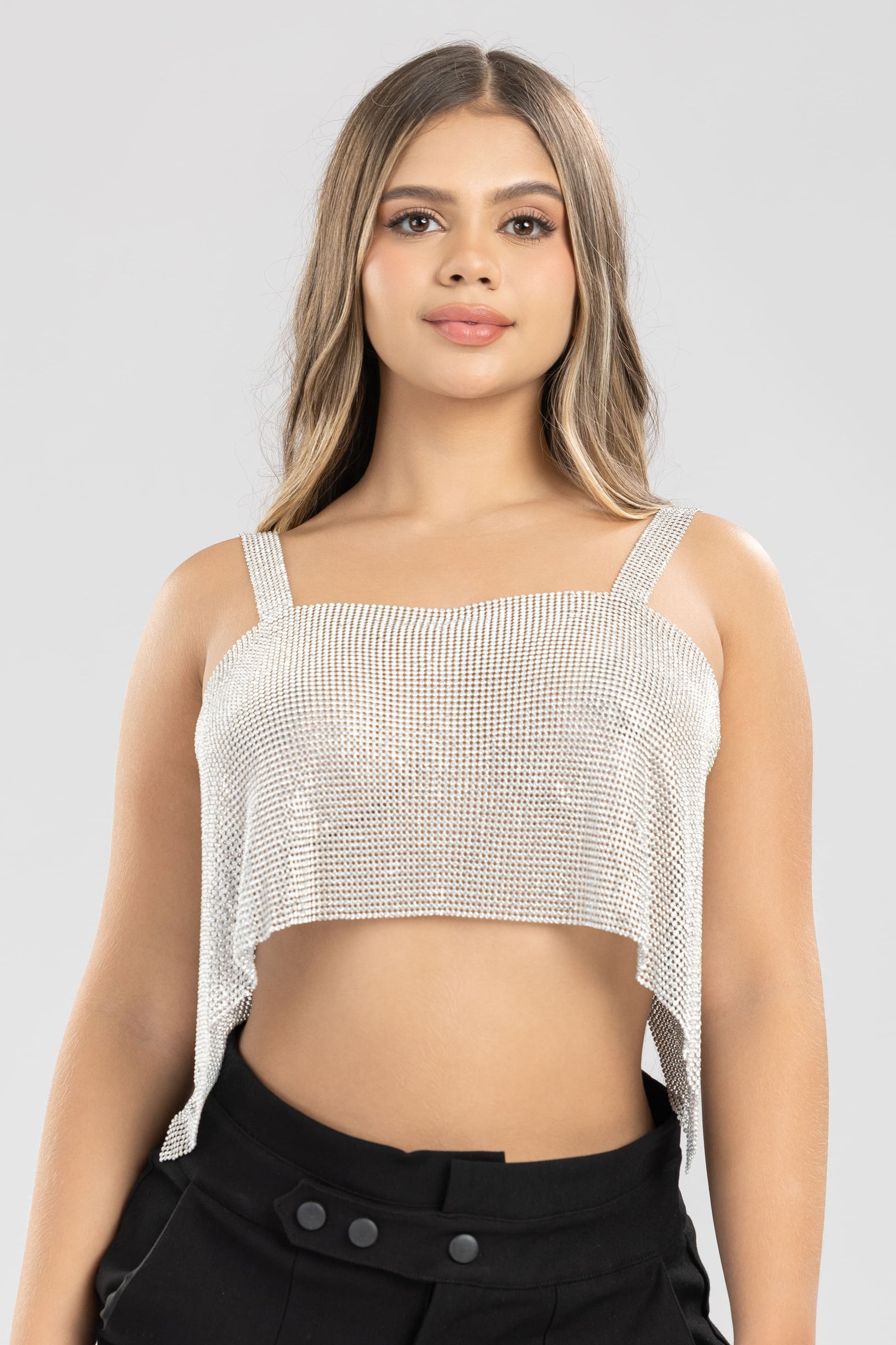 Blusa luxury murano broche espalda - Plateado