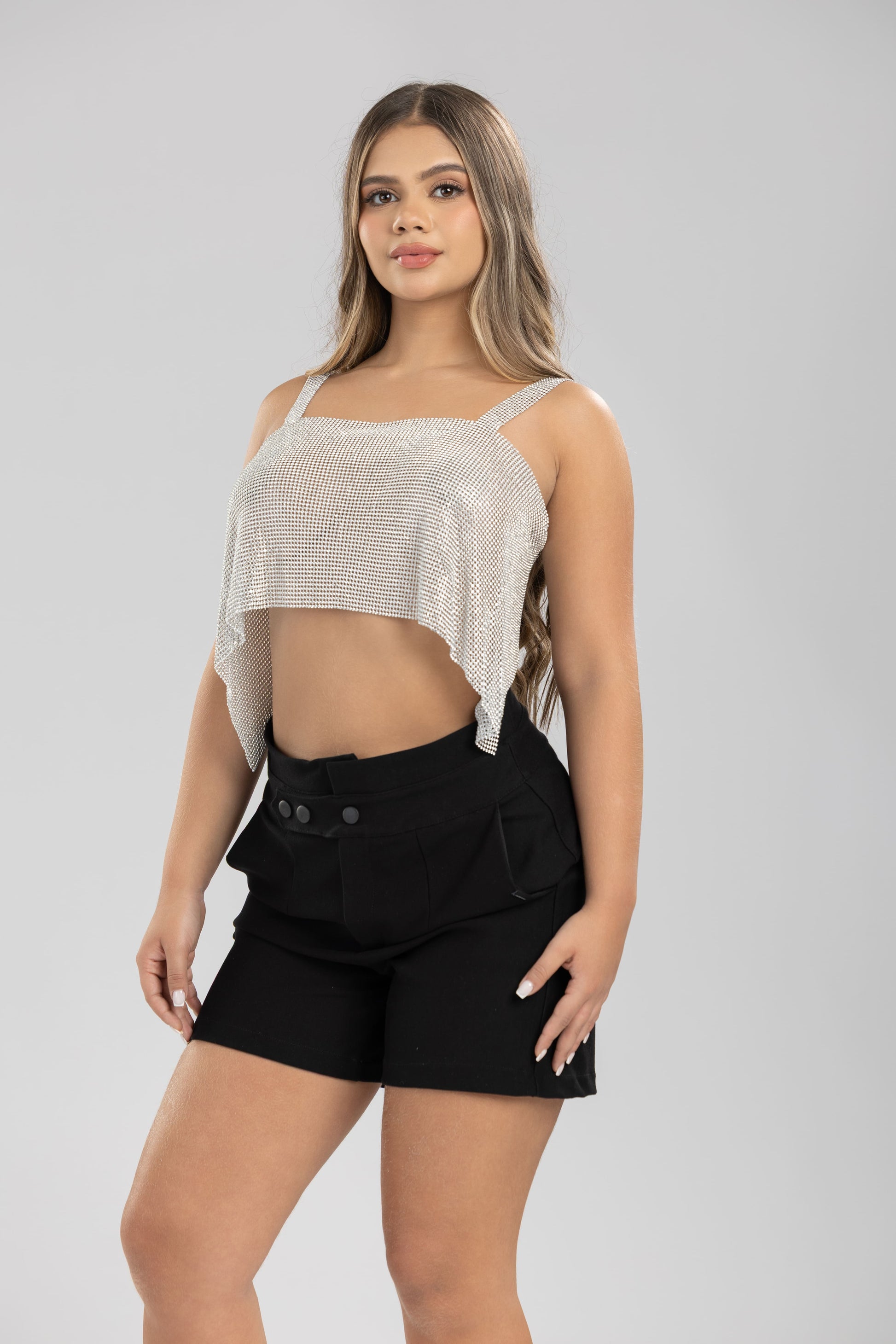 Blusa luxury murano broche espalda - Plateado