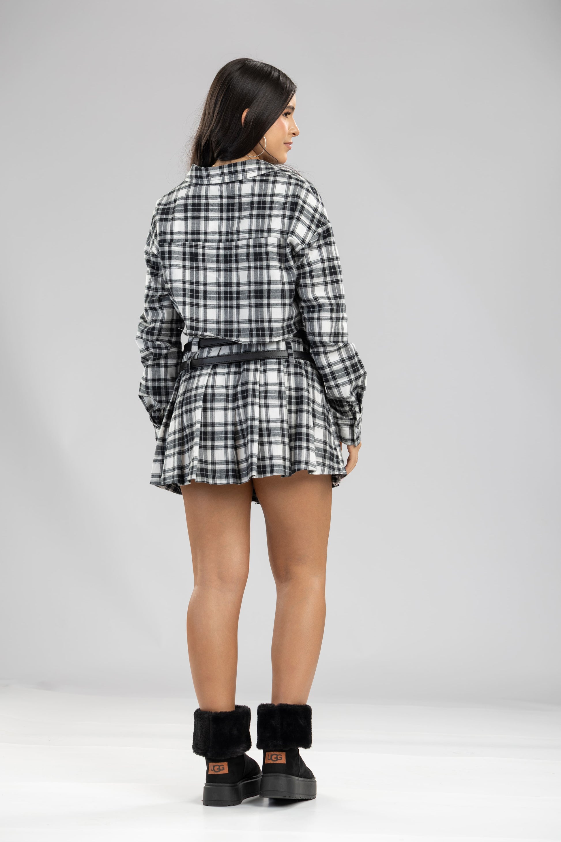 Falda Briar tablas doble correa cuadros