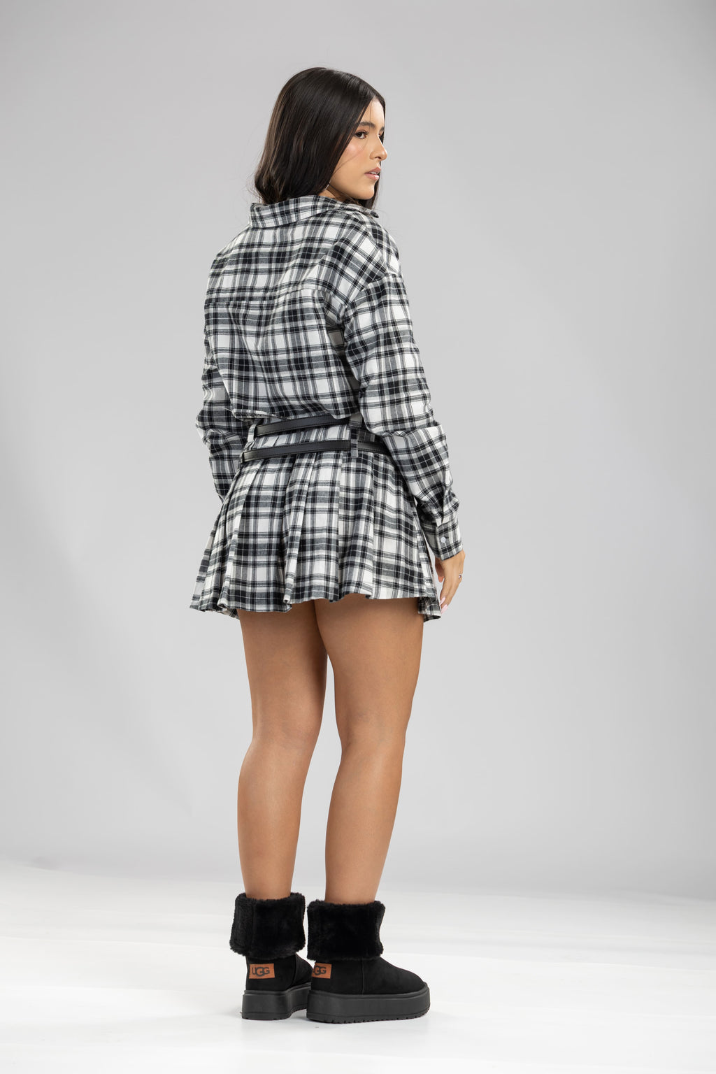 Falda Briar tablas doble correa cuadros