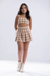 Falda short New York - Marfil y Café